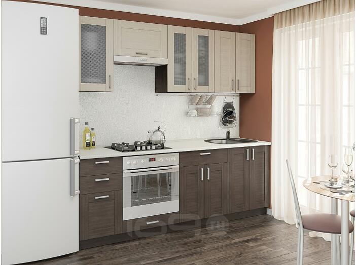 Прямая кухня Лофт-01 Cappuccino Veralinga/Wenge Veralinga 