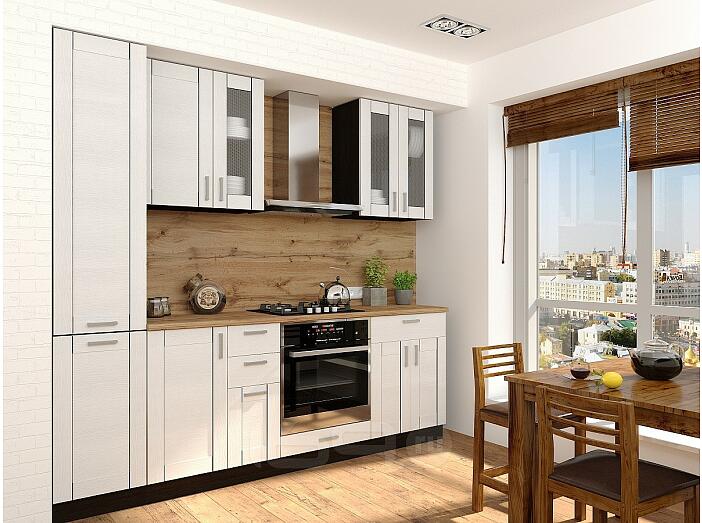 Прямая кухня Лофт-02 Snow Veralinga