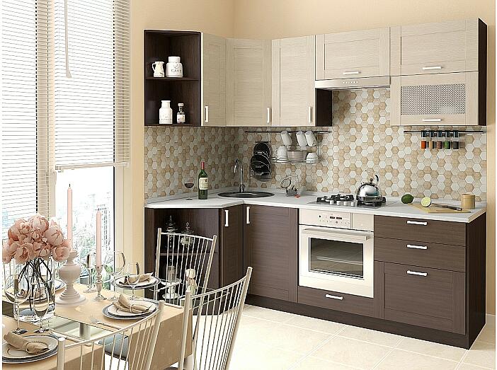 Угловая кухня Лофт-03 Cappuccino Veralinga/Wenge Veralinga