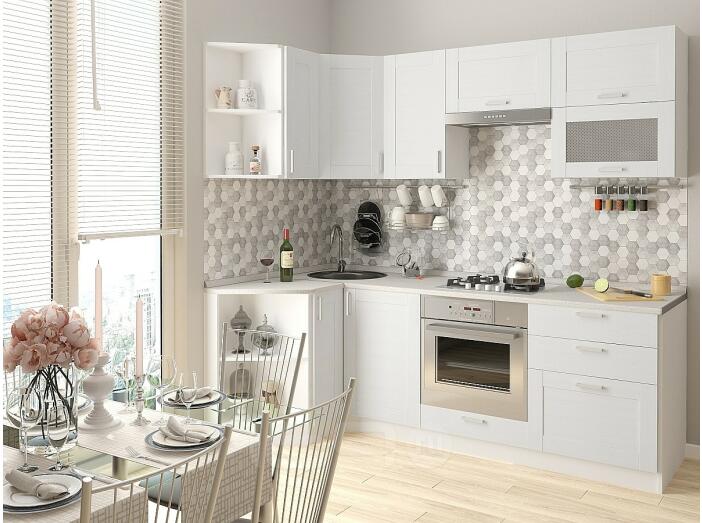 Угловая кухня Лофт-03 Snow Veralinga