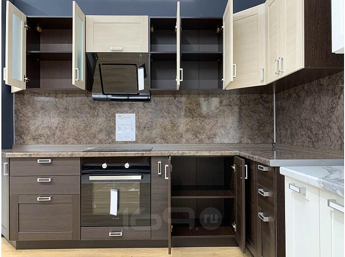 Угловая кухня Лофт-04 Cappuccino Veralinga/Wenge Veralinga