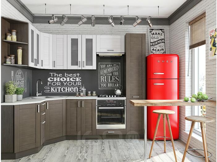 Угловая кухня Лофт-04 Snow Veralinga/Wenge Veralinga