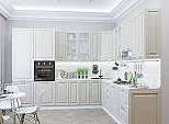 Модульный кухонный гарнитур Ницца Дуб крем/Белый 2340x3200/2700x600