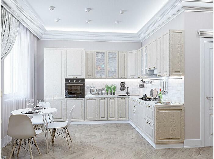 Модульный кухонный гарнитур Ницца Дуб крем/Белый 2340x3200/2700x600