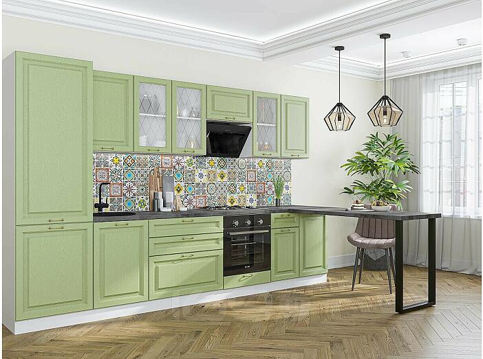 Модульный кухонный гарнитур Ницца-02 Дуб оливковый/Белый 2140x3300x600