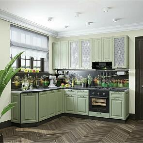 Модульный кухонный гарнитур Ницца-03 Дуб оливковый/Венге 2340x1890/2400x600