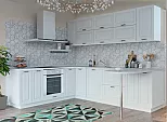 Модульный кухонный гарнитур Прага-18 Белое дерево/Белый 2140x2190/2600x600