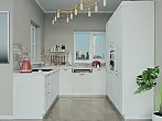 Модульный кухонный гарнитур Прага-19 Белое дерево/Белый 2130x2400/2580x600