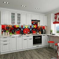 Модульный кухонный гарнитур Прага-02 Белое дерево/Белый 2140x2800x600