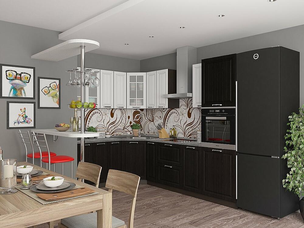 Угловая кухня Прага-03 Белое деревоВенге Премиум 70407₽