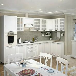 Модульный кухонный гарнитур Прага-07 Белое дерево/Белый 2132x3300/1490x600