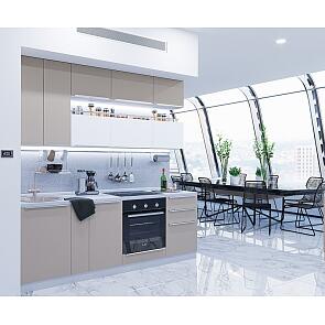 Модульный кухонный гарнитур Фьюжн-01 Silky Grey, Silky White/Белый 2340x2300x600