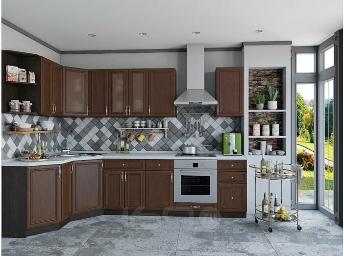 Угловая кухня Шале-03 Brown Oak