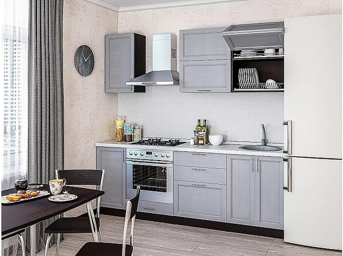 Прямая кухня Сканди-01 Grey Softwood/ Венге