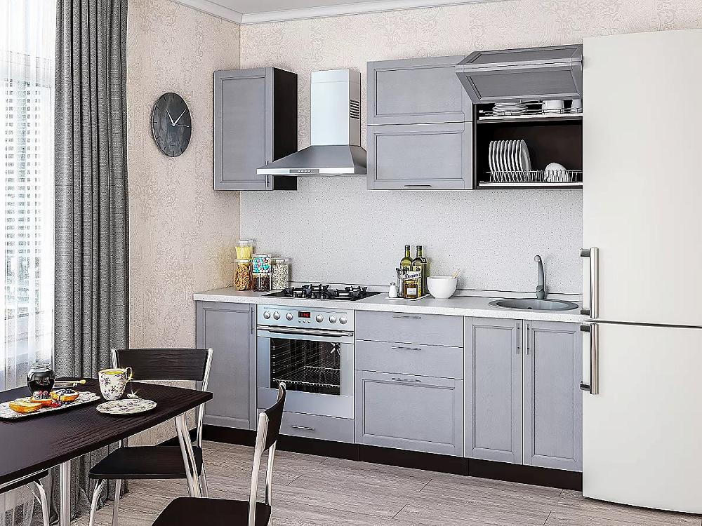 Прямая кухня Сканди-01 Grey Softwood/ Венге Браво, цвет серый - фото 1