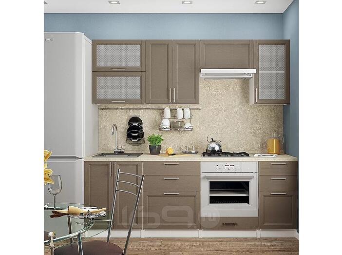 Прямая кухня Сканди-02 Cappuccino Wood/ Белый