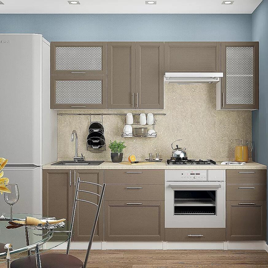 

Прямая кухня Сканди-02 Cappuccino Wood/ Белый