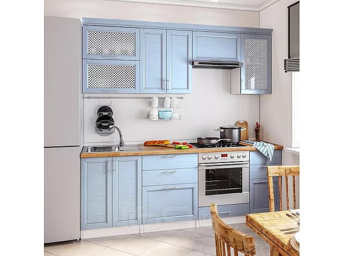 Прямая кухня Сканди-02 Sky Wood/ Белый