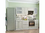 Модульный кухонный гарнитур Сканди-02 Cappuccino Softwood/Белый 2140x2200x600 (Винтажная сосна)