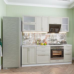Модульный кухонный гарнитур Сканди-02 Cappuccino Softwood/Белый 2140x2200x600 (Винтажная сосна)