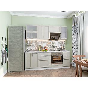 Модульный кухонный гарнитур Сканди-02 Cappuccino Softwood/Белый 2140x2200x600 (Винтажная сосна)