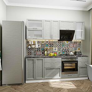 Модульный кухонный гарнитур Сканди-02 Grey Softwood/Белый 2140x2200x600