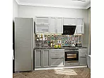 Модульный кухонный гарнитур Сканди-02 Grey Softwood/Белый 2140x2200x600 (Мрамор черный)
