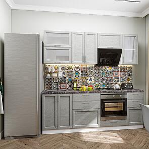 Модульный кухонный гарнитур Сканди-02 Grey Softwood/Белый 2140x2200x600 (Мрамор черный)