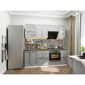 Модульный кухонный гарнитур Сканди-02 Grey Softwood/Белый 2140x2200x600 (Мрамор черный)