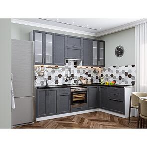 Модульный кухонный гарнитур Сканди-04 Graphite Softwood/Белый 2340x2650/1590x600 (Гэлакси)
