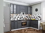 Модульный кухонный гарнитур Сканди-04 Graphite Softwood/Белый 2340x2650/1590x600 (Гэлакси)
