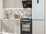 Модульный кухонный гарнитур Сканди-05 Cappuccino Softwood/Белый 2140x1200x600