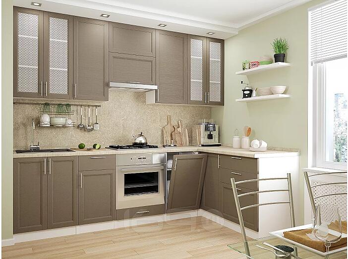 Угловая кухня Сканди-04 Cappuccino Wood/ Белый