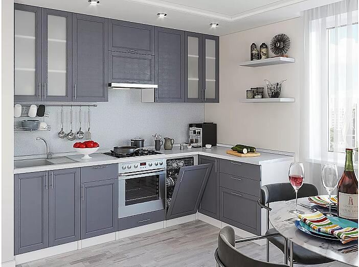 Угловая кухня Сканди-04 Graphite Softwood / Белый