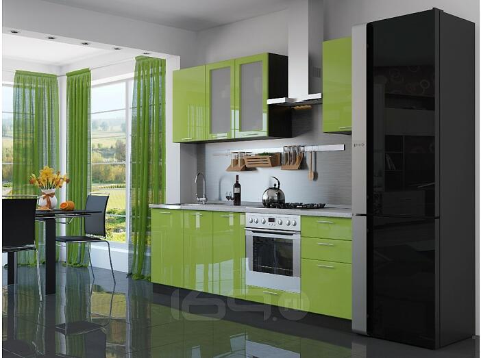 Прямая кухня Валерия-М-03 Салатовый глянец