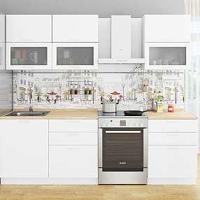 Прямая кухня Валерия-М-01 Белый металлик