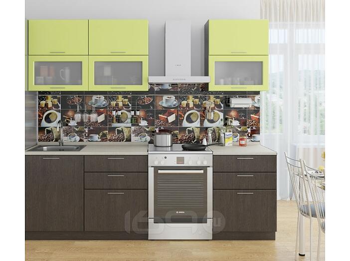 Прямая кухня Валерия-М-01 Лайм глянец/Венге