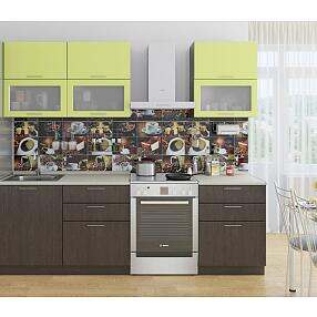 Прямая кухня Валерия-М-01 Лайм глянец/Венге
