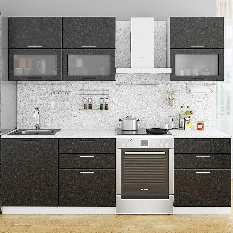 Прямая кухня Валерия-М-01 Черный металлик прямая кухня валерия м 03 белый металлик чёрный металлик