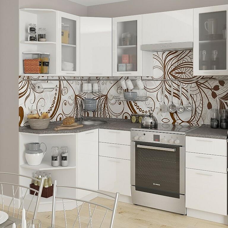 Угловая кухня Валерия-М-06 Белый глянец угловая кухонная подставка для тарелок юнитрейд орел