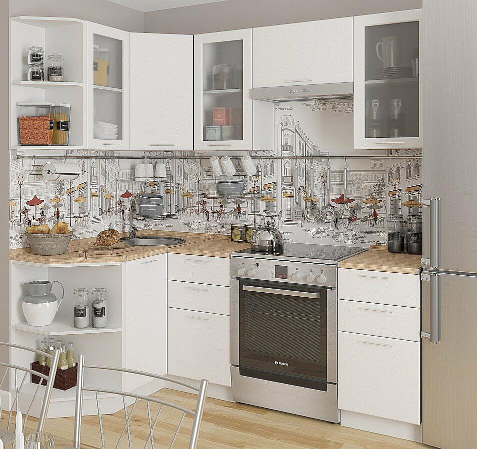 Угловая кухня Валерия-М-04 Белый металлик Белый 2140*1300/2000*600 vodopad stenovoy 2000 2 1 2 v mv 8