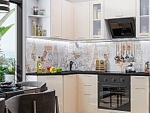 

Угловая кухня Валерия-М-04 Бежевый металлик Белый 2140*1300/1900*600
