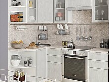 

Угловая кухня Валерия-М-04 Серый металлик дождь светлый Белый 2140*1300/2000*600