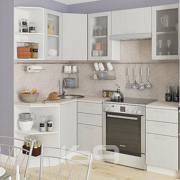 Модульный кухонный гарнитур Валерия-М-04 Серый металлик дождь светлый ...