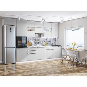 Модульный кухонный гарнитур Фьюжн-01 Silky Light Grey/Белый 2340x3600x600