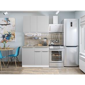 Модульный кухонный гарнитур Фьюжн-05 Silky Light Grey/Белый 2140x1100x600