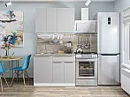 Модульный кухонный гарнитур Фьюжн-05 Silky Light Grey/Белый 2140x1100x600