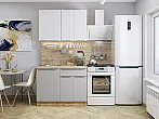 Модульный кухонный гарнитур Фьюжн-05 Silky Light Grey, Silky White/Дуб Вотан 2140x1100x600