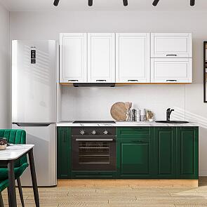 Модульный кухонный гарнитур Дублин-01 Special Green, Special White/Дуб Вотан 2140x1900x600