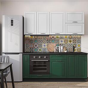 Модульный кухонный гарнитур Дублин-01 Special Green, Special White/Graphite 2140x1900x600